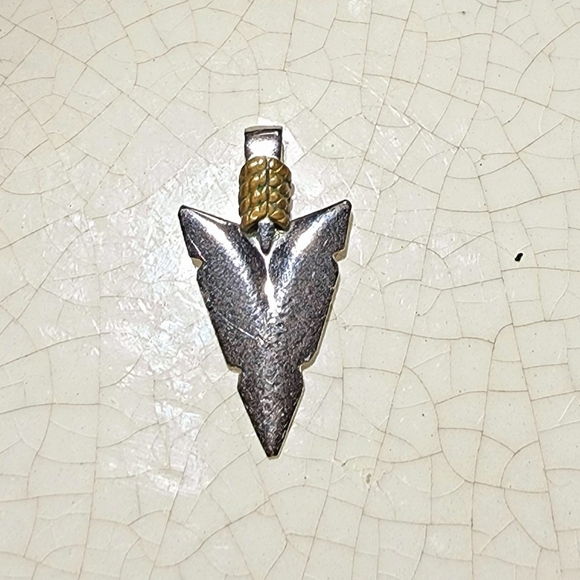Small modernist silver and gold spearheading charm tribal for necklace bohemian - Picture 3 of 3